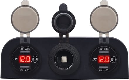 ProRide 12V USB Autolader 2 Poorten - 5V/2.4A - Voltmeter en 12V/24V Sigarettenplug - Drievoudig opbouw
