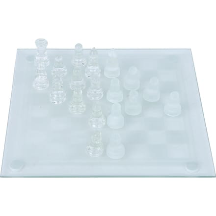 25x25cm Mat Gepolijst Glas Kristal Internationaal Schaken 1 Schaakbord en 32 Schaakstukken white