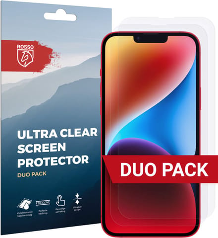 Rosso Screen Protector Ultra Clear Duo Pack Geschikt voor Apple iPhone 14 Plus | TPU Folie | Case Friendly | 2 Stuks