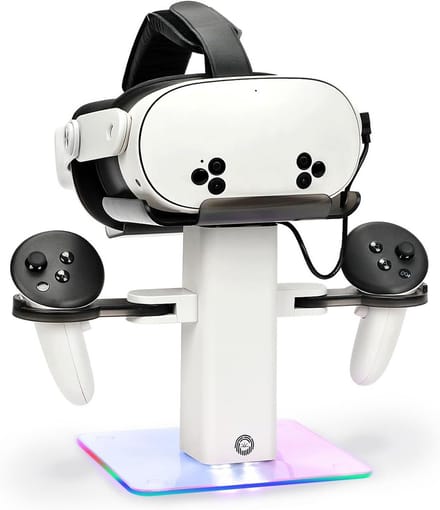 Verticale RGB Laadstandaard voor VR Headset en Controllers - Compatibel met Quest 3S/3/2
