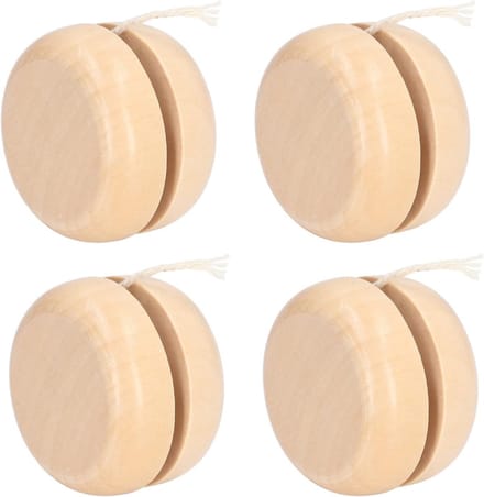 Houten Jojo Set - Knutsel Speelgoed - Creatief Knutselen - 4 Onafgewerkte Jojo's - 16 x 4 x 0.1 cm