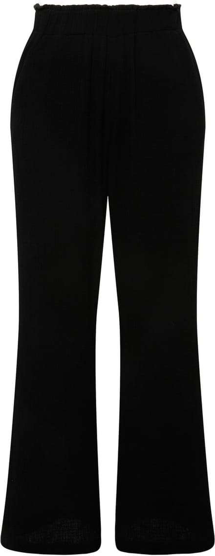 Studio Untold - Dames - Broek wijde pijpen mousseline elastische tailleband - Zwart - Maat 42