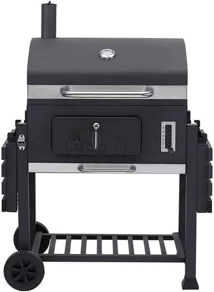 Extra Grote Houtskoolbarbecue - Dubbele zone - Buitengrill met Dubbele Zone, Verstelbaar Houtskoolblad en Opvouwbare Bijzettafel