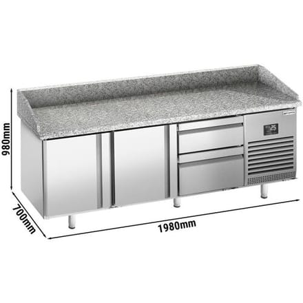 GGM Gastro Pizzakühltisch Premium PLUS - 1980x700mm - mit 2 Türen & 2 Schubladen