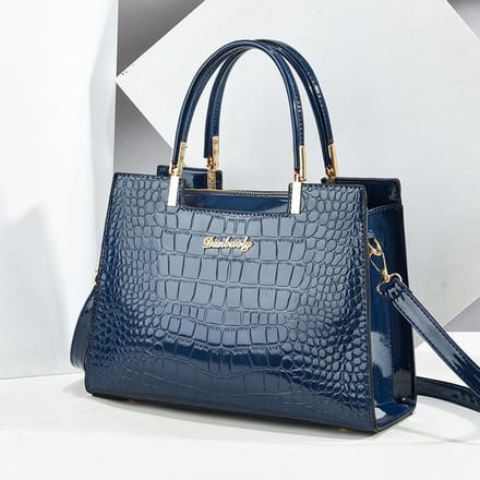Sac messager européen et américain pour femme Sac à bandoulière en cuir verni brillant Sac à main pour femme One Size bleu