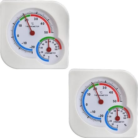 Analoge thermometer - hygrometer - draagbaar - set van 2 stuks