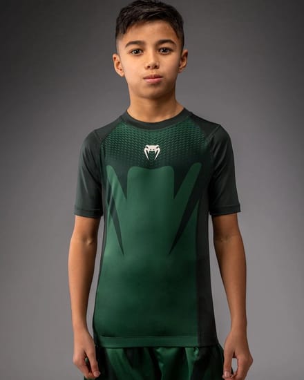 Venum Attack Kids Rashguard – Forest Green / Off White - Maat 164 | 14 Jaar