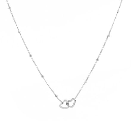 Michelle Bijoux Collier 2 hartjes Zilver