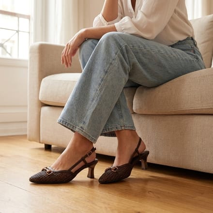 Tamaris Slingback Met Hak bruin Raffia - Maat 41