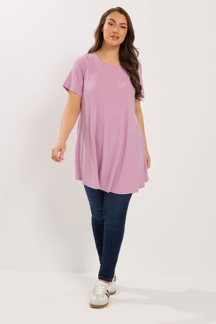 Yours Roze Glanzend Swing Tshirt Size 46