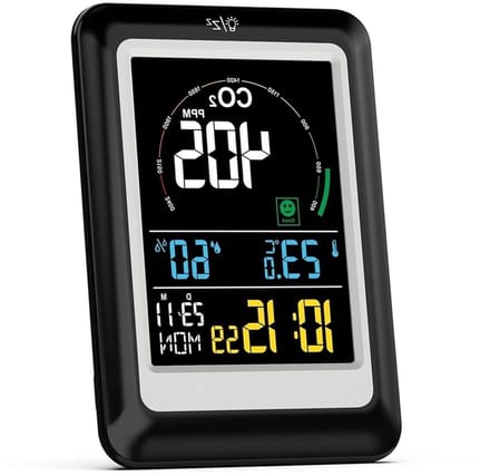Luchtkwaliteit Meter - CO2 Sensor - Binnenklimaat Meten - 5-in-1 Functies - 1 kg - Zwart