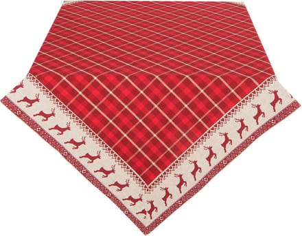 Clayre & Eef Tafelkleed Kerst 150x250 cm Rood Beige Katoen Hert en Kerst