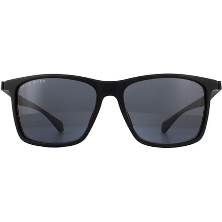 Hugo Boss Rectangle Mens mat zwart grijze zonnebril