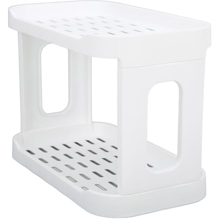 Dubbellaags bureau opbergrek grote capaciteit hekdesign wit cosmetica bureau plastic white