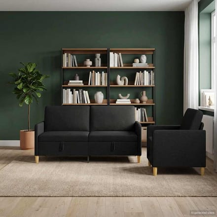 vidaXL - Sofa - Set - Met - Opslag - 2 - st - Zwart - Polyester