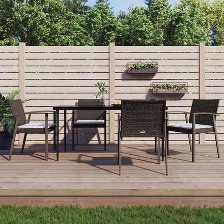 vidaXL - 5-delige - Tuinset - met - kussens - poly - rattan - en - staal