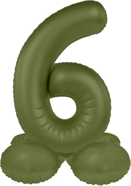 Staande Folieballon Cijfer 6 - Olive Green - Ultra Matt - 72 cm