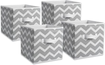 Opvouwbare stoffen opbergcontainers set van 4 - grijs