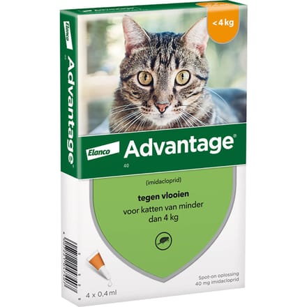 4 Pipetten AdvantageÂ® 40 voor katten van minder dan 4 kg - BE