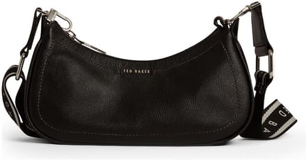 Ted Baker Leren schoudertas Laarna Webbing Leather Shoulder Bag Black zwart