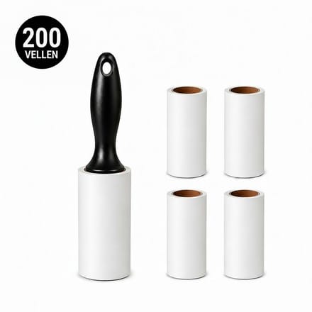 Kledingroller Set – 200 Kleefvellen – Kleefroller – Katten- & Hondenhaar Verwijderaar – Pluisroller – Kledingroller – Kledingborstel