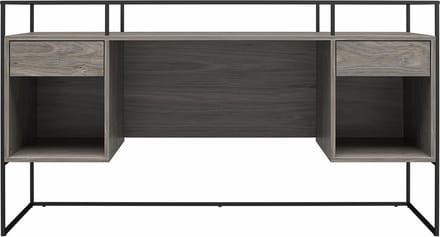 Camley-Bureau - 2-laden - Glas/Grijs MDF
