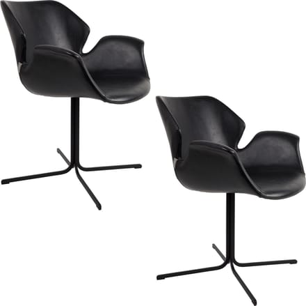 Zuiver Nikki Eetkamerstoelen Armleuning Zwart - Set van 2