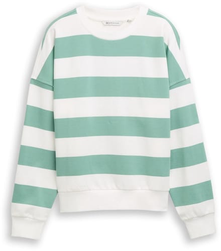 Tom Tailor Denim - Sweatshirt met losse pasvorm - Maat M - bleached green white stripe