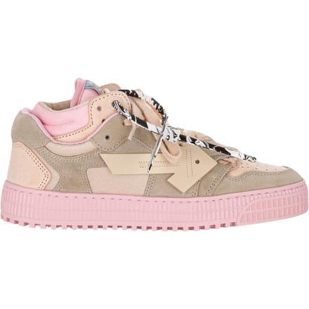 Gebroken witte drijvende pijl roze leren sneakers met lage bovenkant