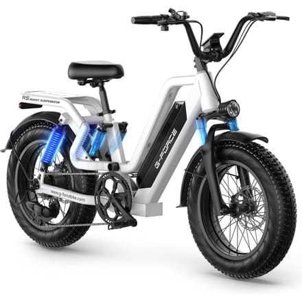 Vélo Électrique Tout-Terrain G-FORCE RS ST 20 pouces, Batterie 48V 25AH, Freins à Disque Hydrauliques blanc