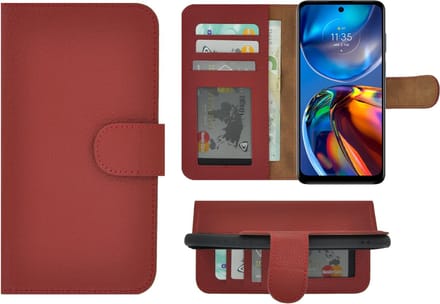 MoDo hoesje Geschikt voor Motorola Moto E32/ E32s - Leer Book Case - Rood