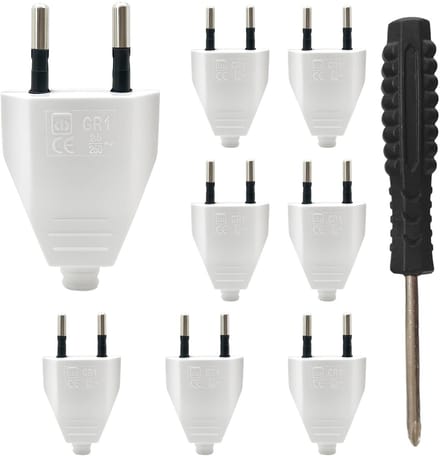 Stekkers - Platte stekkers - Apparaten aansluiten - Eenvoudige installatie - 8 stuks - Wit