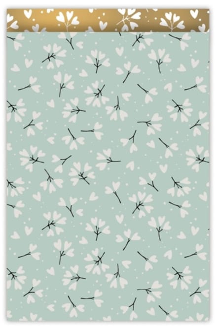 25x Cadeauzak Natuur Mint goud 17x25cm