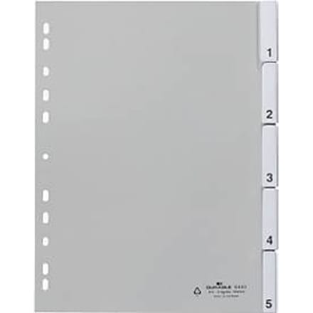 Durable 6440 Register DIN A4 1-5 Polypropyleen Grijs 5 tabbladen Gelaste tabs, Met verwisselbare insteekkaartje 644010