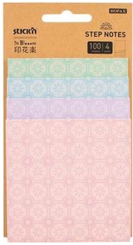 Stick'n Decoratie Sticky Notes - 4 Maten - 4 Verschillende Pastel Kleuren - 100 Memoblaadjes