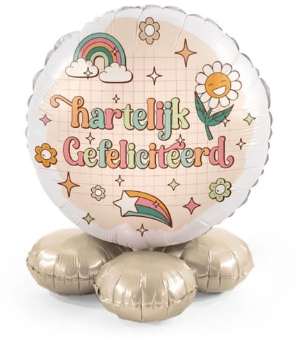 Hartelijk gefeliciteerd - Groovy - Ballonnen set met standaard - Everloon