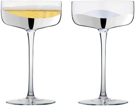 Anton Design Studio Set van 2 Wave zilveren champagne coupe glazen 250 ML