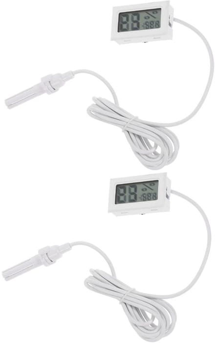 Digitale Mini Hygrometer - Temperatuur Meter - Binnen Omgeving Meten - Met Sonde Kabel - 2 Stuks - Wit