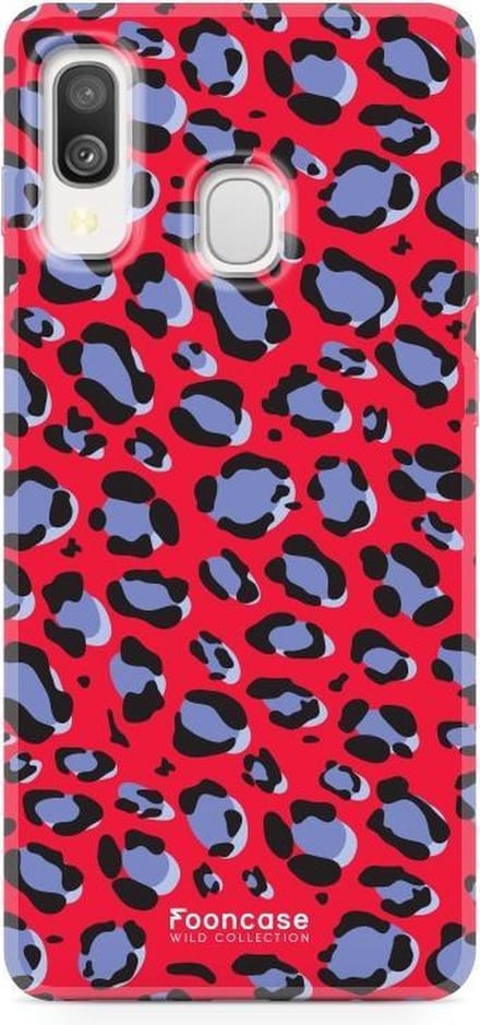 Fooncase Hoesje Geschikt voor Samsung Galaxy A40 - Shockproof Case - Back Cover / Soft Case - Luipaard / Leopard print / Rood