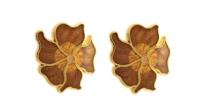 Behave - Oorringen dames - bloemmotief - bruin - 2 cm