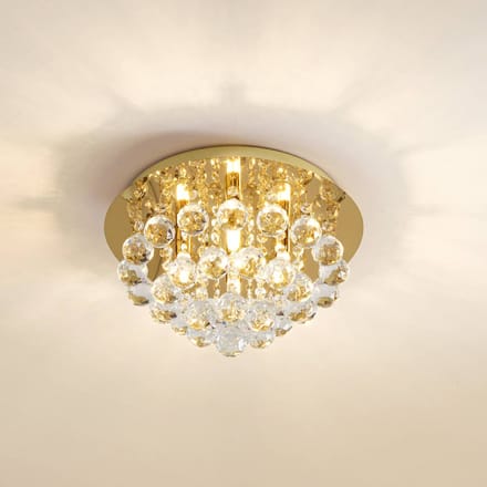 Lindby - plafondlamp - 4lichts - Staal, kristal - H: 19 cm - G9 - goud