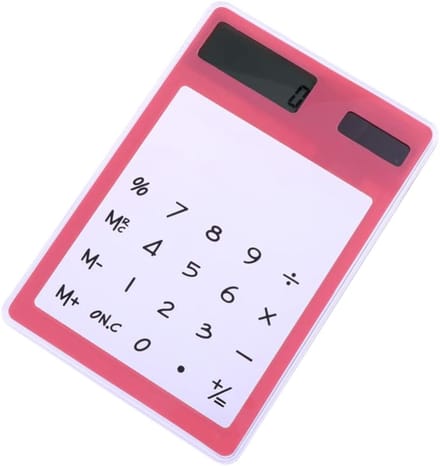 Transparante Rekenmachine - Touchscreen Calculator - Studenten Benodigdheden - Draagbaar Compact Formaat - 119 x 8 cm - Roze