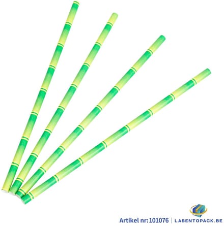 100x BIO Papieren rietjes 6mm x 197mm Palm Model