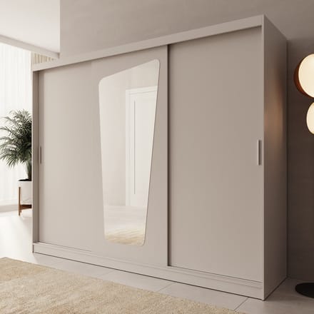 Meubella - Moyo - Kledingkast - 3 schuifdeuren - Beige - 250x62x200 cm