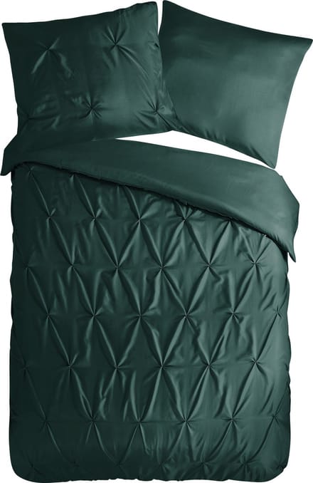 Pure dekbedovertrek luxe stiksel plooien - 1 persoons 140x200/220 cm - Donkergroen - Microvezel
