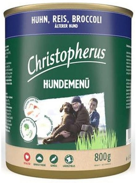 Christopherus hondenmenu senior 6x800g - kip, rijst, broccoli