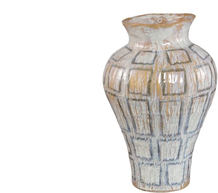 PTMD Emylee White Ceramic Handpainted Pot Square L