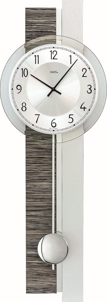 AMS 7439 Wandklok met slinger Hout/Aluminium