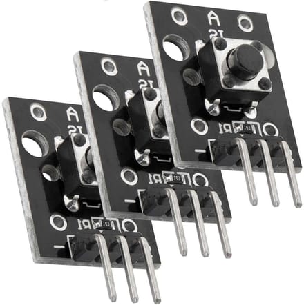 Drukknop Module - Schakelaar Sensor - Arduino Projecten - Normaal Open Contact - 3 Stuks - Zwart