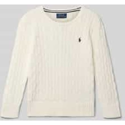 Gebreide pullover met kabelpatroon en labelstitching